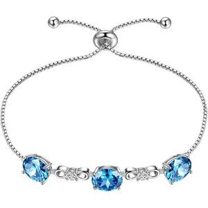 March-bracelet 925 Sterling Silver Birthstone Pendant Crystal